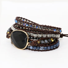 Load image into Gallery viewer, Exclusive Leather Bracelet Black Onyx Mix 5 Strands women and men
