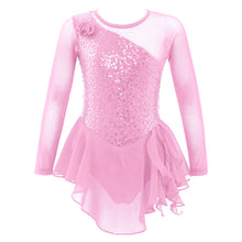 Load image into Gallery viewer, Girls Rhinestone Long Sleeve Gymnastic Leotard
