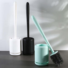 Load image into Gallery viewer, Silicone Toilet Brush Wc Quick Drying Bracket Gap Brush With Holder Flat Head Soft Bristles Cleaning Tools Bathroom Accessories
