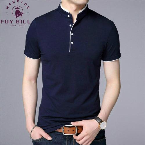 New Style Mandarin Collar Short Sleeve Tee Shirt Men - sunnydayhomedecorboutique