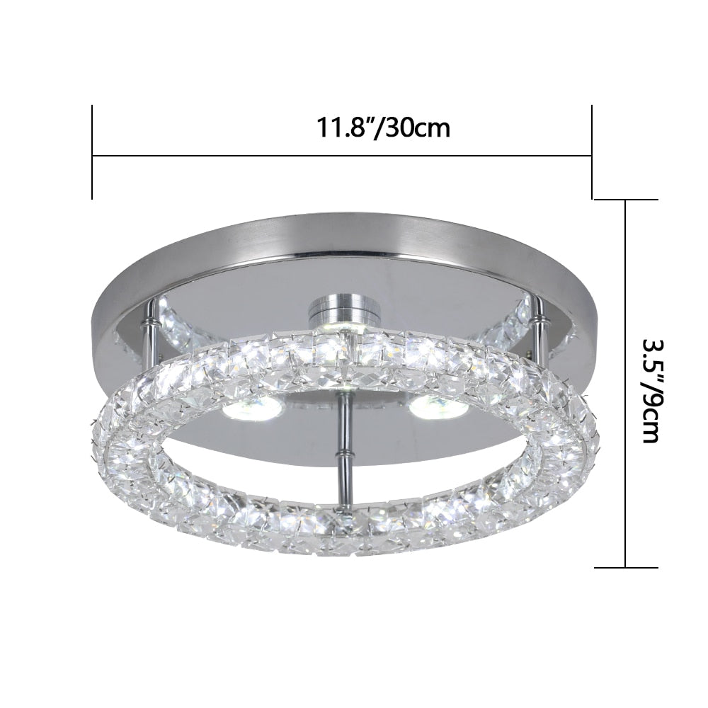 Modern LED Crystal Chandelier Lighting Mirror Rings  Ceiling Lamp - sunnydayhomedecorboutique