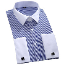 Load image into Gallery viewer, Classic French Cuffs Striped Dress Shirt Single Patch Pocket
