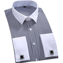 Load image into Gallery viewer, Classic French Cuffs Striped Dress Shirt Single Patch Pocket
