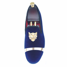 Load image into Gallery viewer, Shoes Men Blue Velvet Shoes with Red Bottom - sunnydayhomedecorboutique
