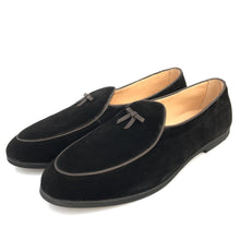 Load image into Gallery viewer, Men&#39;s Leather Loafers Black Suede Slippers Belgian Dress Shoes
