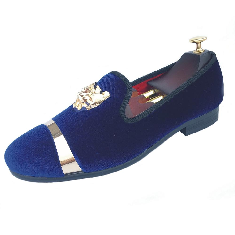 Shoes Men Blue Velvet Shoes with Red Bottom - sunnydayhomedecorboutique