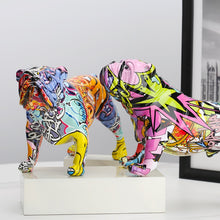 Load image into Gallery viewer, creative Colorful English bulldog figurines Modern Graffiti art
