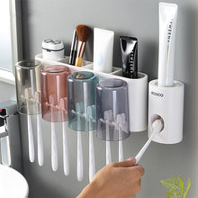 Load image into Gallery viewer, New Multifunctional Toothbrush Holder With Cups Toothpaste Dispenser Wall Mount Storage Rack - sunnydayhomedecorboutique
