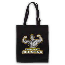 Load image into Gallery viewer, ARNOLD SCHWARZENEGGER EATING UNOFFICIAL NOT CHEATING TOTE BAG - sunnydayhomedecorboutique
