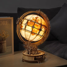 Load image into Gallery viewer, Luminous Wooden Globe 3D Puzzle Games Assemble Model
