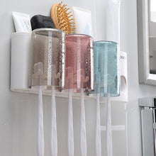 Load image into Gallery viewer, New Multifunctional Toothbrush Holder With Cups Toothpaste Dispenser Wall Mount Storage Rack - sunnydayhomedecorboutique
