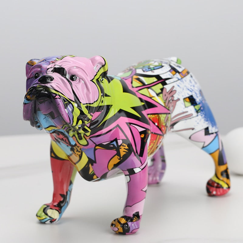 creative Colorful English bulldog figurines Modern Graffiti art