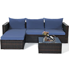 Load image into Gallery viewer, 5PCS Patio Rattan Furniture Set Sectional Conversation Sofa w/ Coffee Table HW66521 - sunnydayhomedecorboutique
