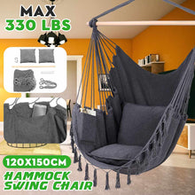 Load image into Gallery viewer, Outdoor Indoor Hanging Hammock Chair Swing Camping Garden Load 150KG - sunnydayhomedecorboutique
