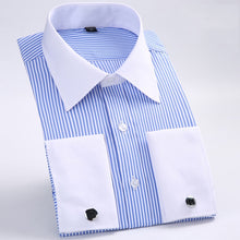 Load image into Gallery viewer, Classic French Cuffs Striped Dress Shirt Single Patch Pocket
