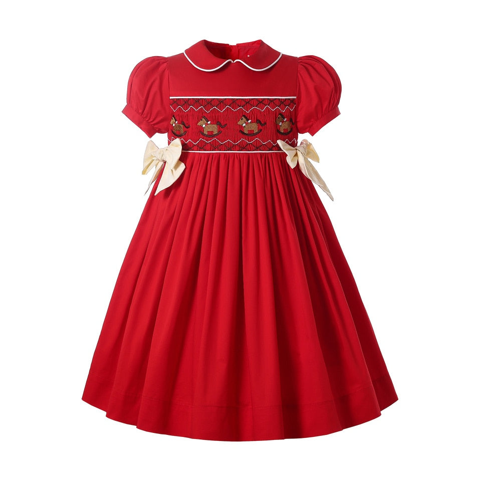 Pettigirl Autumn Christmas Smocked Vintage Dresses Costumes Outfits Clothing For Children Baby Girls Kids 234 To 5681012 Years - sunnydayhomedecorboutique