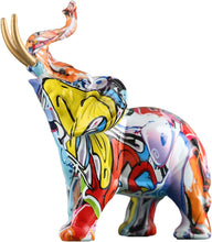 Load image into Gallery viewer, Elephant Decor, Creativity Graffiti Elephant Figurines  Resin Colorful Elephant Statues
