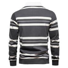 Load image into Gallery viewer, AIOPESON Brand Cotton Long Sleeve Men Polo Shirts Cotton Striped Zipper
