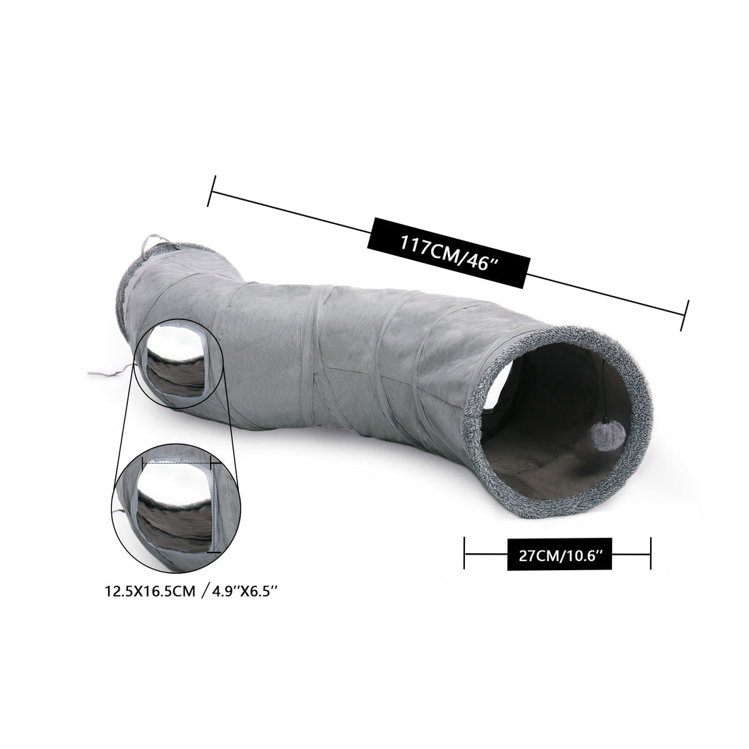 Pet Cat Tunnel with Cushion Mat 3 Styles Kitten Round Play Tube