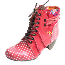 Load image into Gallery viewer, TMA EYES Polka Dot Leather Women Boots with Moccasin Hand Stitching
