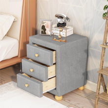 Load image into Gallery viewer, 3 Drawers Nightstand,  Upholstery Bedside Table
