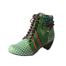 Load image into Gallery viewer, TMA EYES Polka Dot Leather Women Boots with Moccasin Hand Stitching
