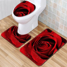 Load image into Gallery viewer, Rose Bath Mats Valentine&#39;s Day 3 Piece Bathroom Set
