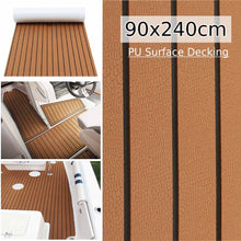 Load image into Gallery viewer, 2400MMx900MMx6MM Self-Adhesive Foam Yacht Synthetic Teak Deck Faux Teak Boat Deck Mat Decking Boat EVA Foam Floor Mat For Boat - sunnydayhomedecorboutique
