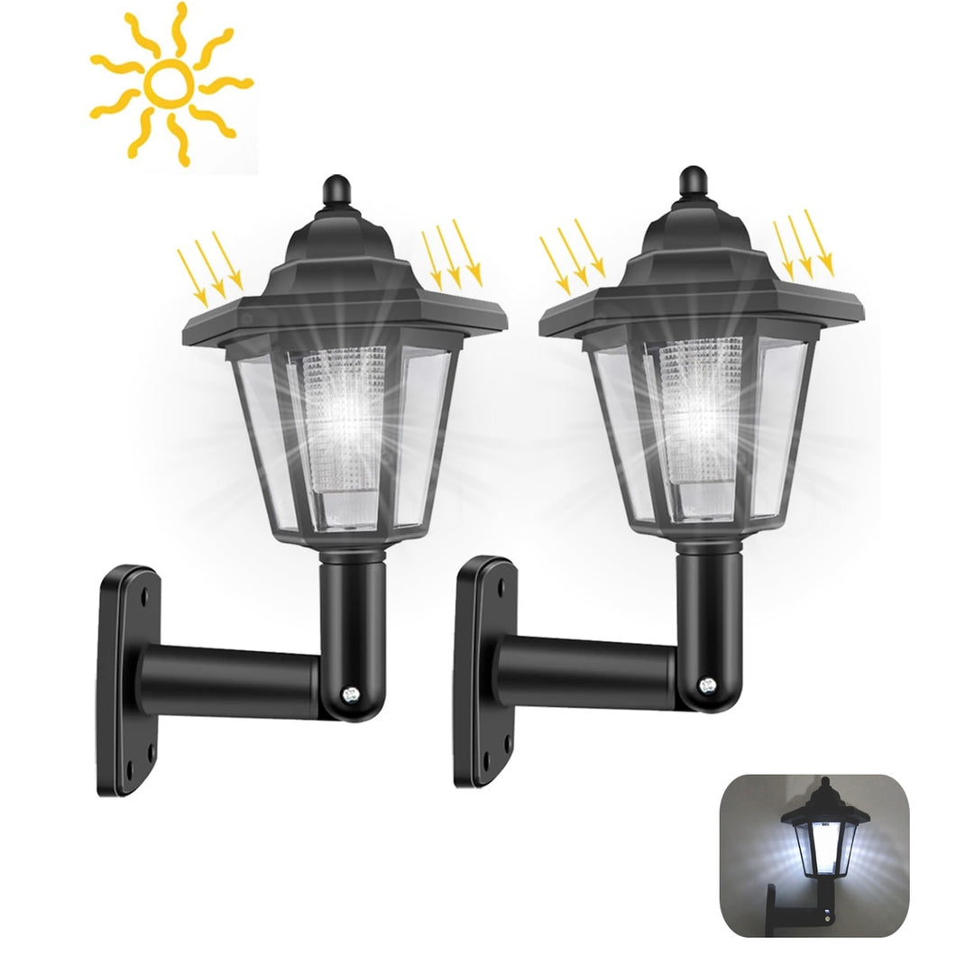 2PCS Solar LED Light Outdoor Wall Lamp Garden Light Hexagonal