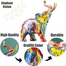 Load image into Gallery viewer, Elephant Decor, Creativity Graffiti Elephant Figurines  Resin Colorful Elephant Statues
