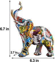 Load image into Gallery viewer, Elephant Decor, Creativity Graffiti Elephant Figurines  Resin Colorful Elephant Statues
