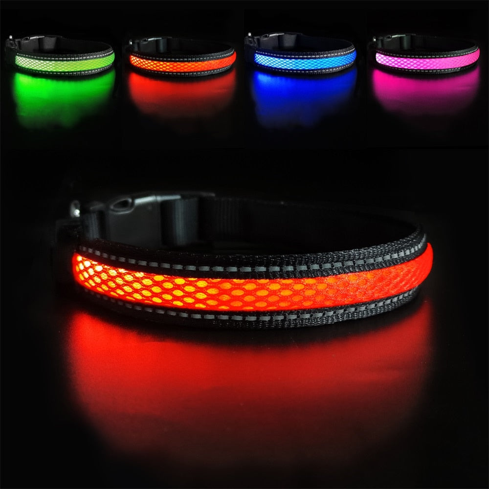 Nylon Dog Collar Flash Night Safety LED Glow Waterproof Dog Harness - sunnydayhomedecorboutique