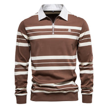 Load image into Gallery viewer, AIOPESON Brand Cotton Long Sleeve Men Polo Shirts Cotton Striped Zipper
