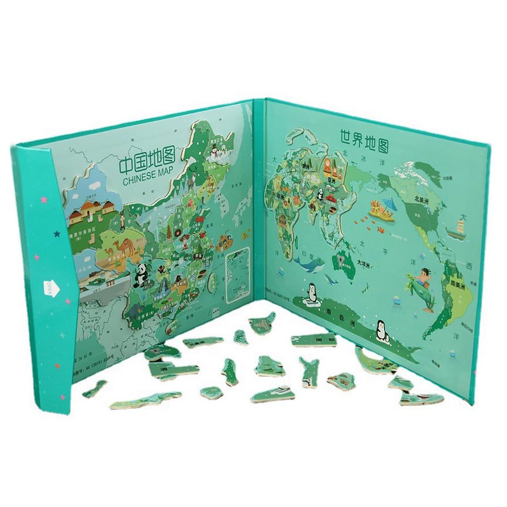 Magnetic World Map Magnetic Book-Style Geography Jigsaw Puzzles