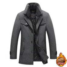 Load image into Gallery viewer, 2023 Men&#39;s Wool Jacket Winter Autumn Mens Long Windproof Wool Coat Casual Thick Slim Fit Jacket Male Overcoat
