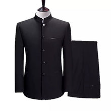 Load image into Gallery viewer, (Jacket + Pants) Chinese Style Men Stand Collar Slim Fit Two Piece Suit for Male - sunnydayhomedecorboutique
