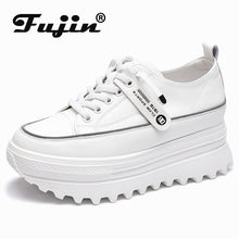 Load image into Gallery viewer, Fujin 5.5cm Genuine Leather Shoes Chunky Sneaker White Casual Shoes
