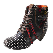 Load image into Gallery viewer, TMA EYES Polka Dot Leather Women Boots with Moccasin Hand Stitching
