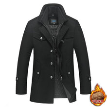 Load image into Gallery viewer, 2023 Men&#39;s Wool Jacket Winter Autumn Mens Long Windproof Wool Coat Casual Thick Slim Fit Jacket Male Overcoat
