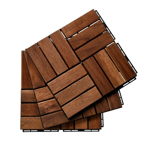 Wood Outdoor Flooring Interlocking Deck Tiles Patio Waterproof UV Protected, - sunnydayhomedecorboutique