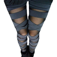 Load image into Gallery viewer, New Spring Summer Legging Sexy See Through Stripe Cross Tie Up
